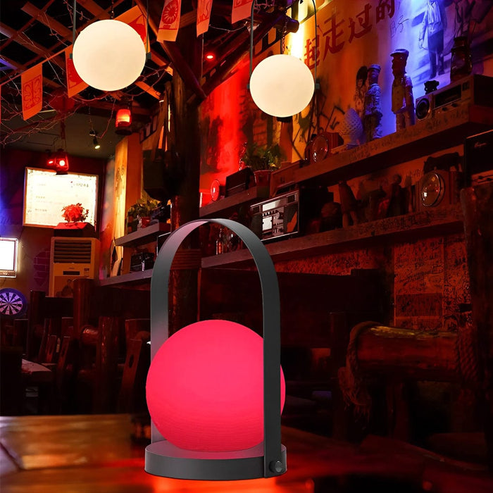 Portable Round Ball USB Rechargeable LED RGB Rotatable Table Lamp with Remote
