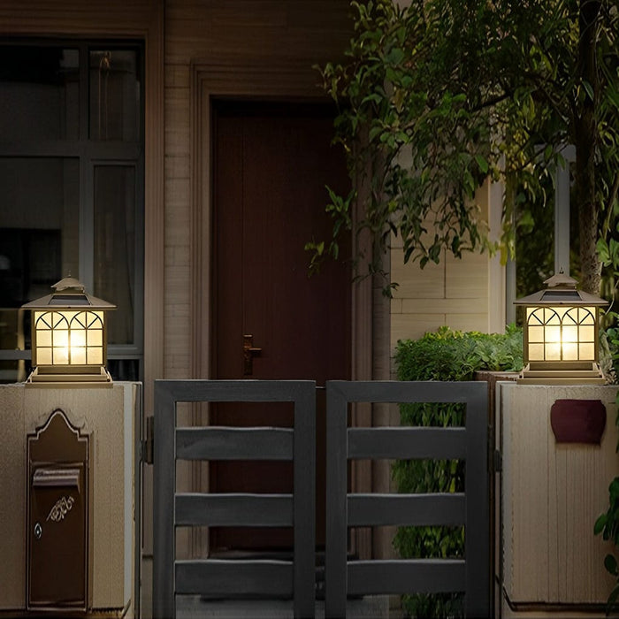 Classical Waterproof LED 3 Step Dimming Bronze Solar Post Caps Lights