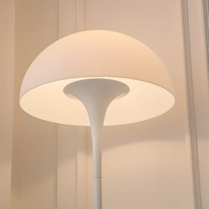 Iron White Mushroom Dome Floor Lamp With Arcylic Shade Half-sphere Dimming Standing Lamp