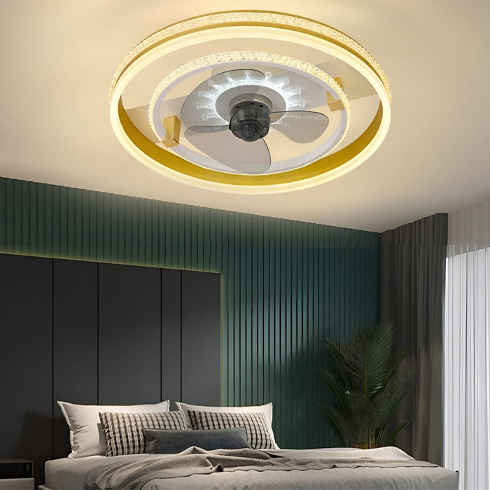 20'' Circular LED Modern Flush Mount Ceiling Fan with Lights