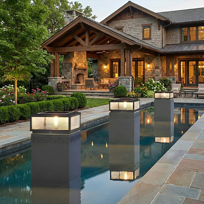 Solar Dusk to Dawn, Waterproof Modern Square LED Post Light for Fence/Pillar/Deck/Patio/Yard