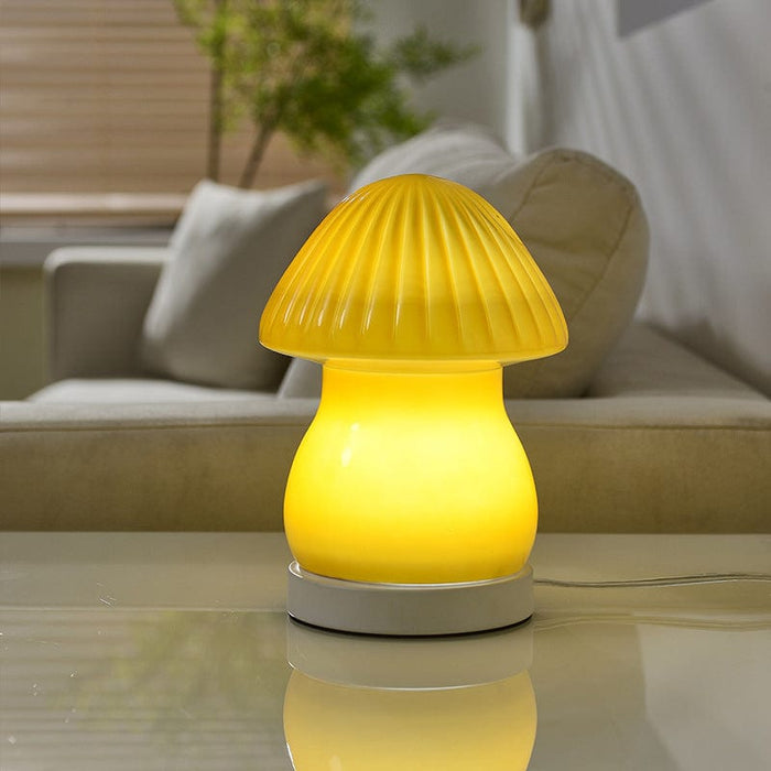 Glass Mushroom Kids' Table Lamp On/Off Switch  3 Step Dimming Night Light