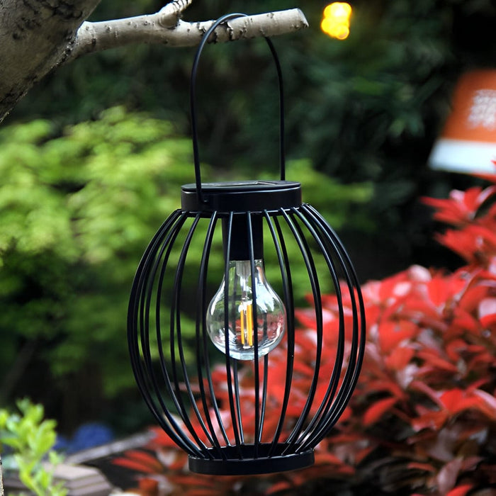 Waterproof Iron LED Portable Black Modern Solar Outdoor Lanterns Floor Lamp