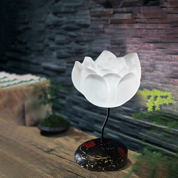 Iron Retro Multiple Sizes Lotus Flower Floor Lamp With Resin Base LED Standing Lamp