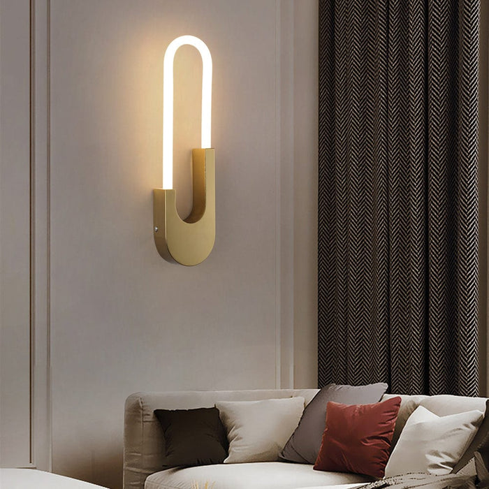 Modern Indoor Oval LED Wall Sconces - 16'' H. Gold/Black