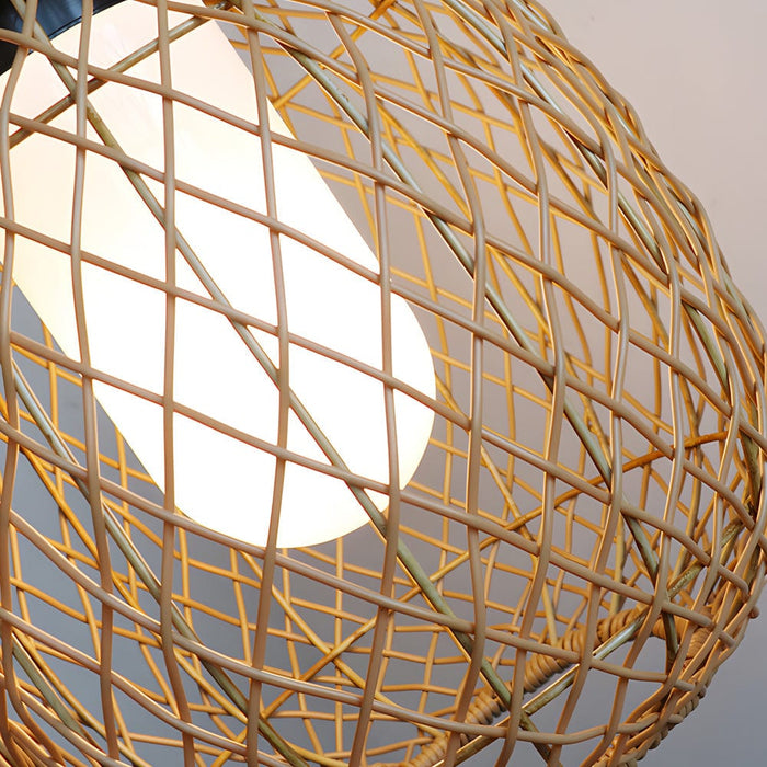 Waterproof Lantern Rattan Shade 10W LED Modern Outdoor Chandelier