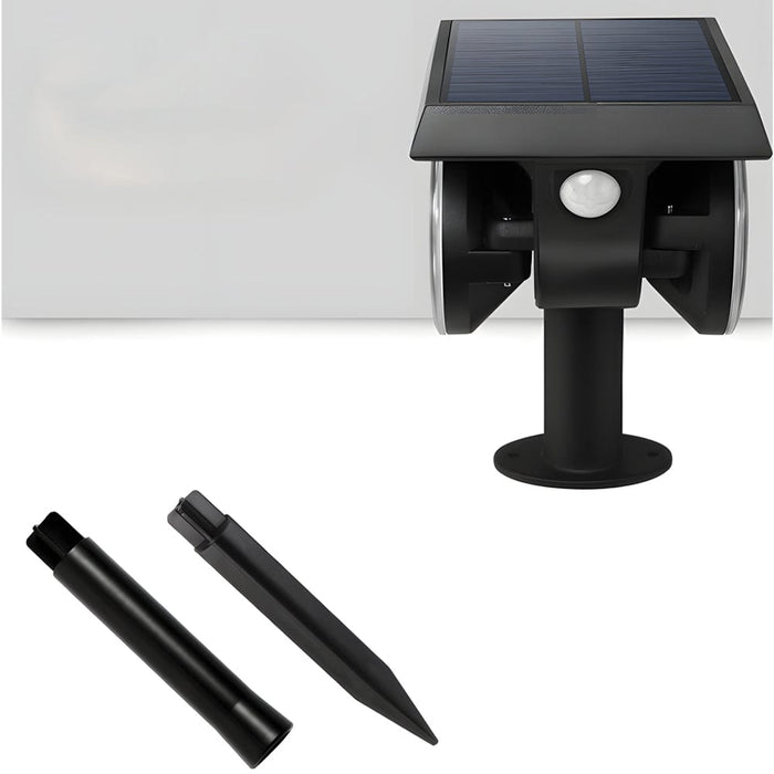 2 - Head Modern Black Solar LED Spotlight with Motion Sensor. Rotatable