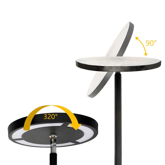 66.5'' Iron Round Adjustable Head Torchiere Floor Lamps Dimmable with Remote LED RGB Standing Lamp