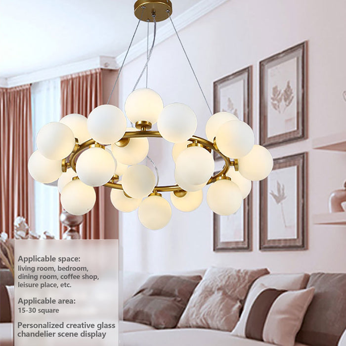 Modern LED Gold Glass Globe Chandelier Mid Century Pendant Lamp Ceiling Light