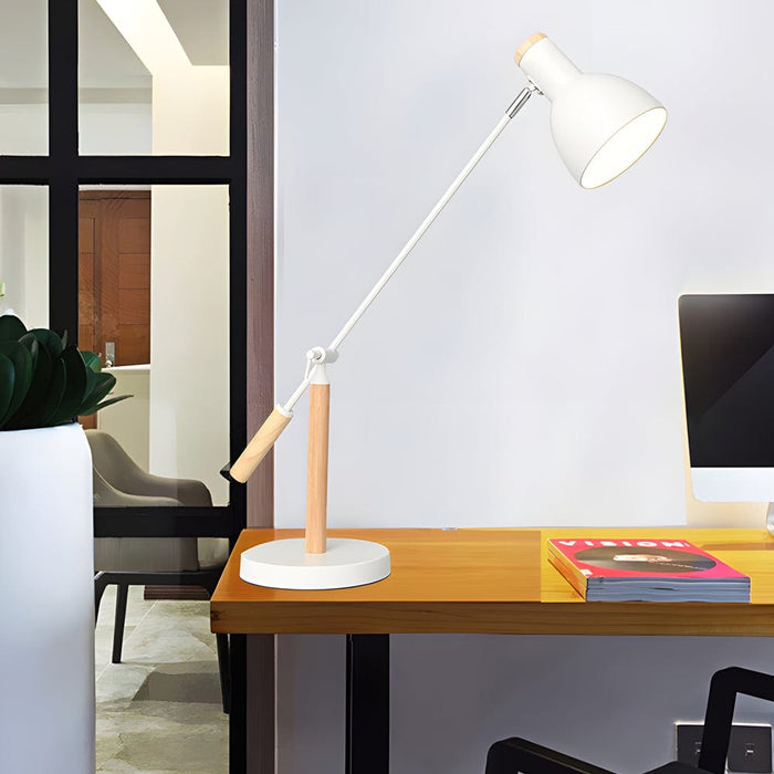 Rotatable Wood Metal Reading Table Lamp
