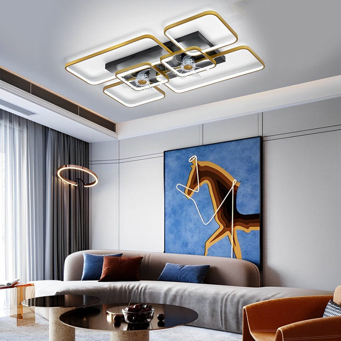 Rectangular Geometric LED Creative Nordic Invisible Ceiling Fan Lights