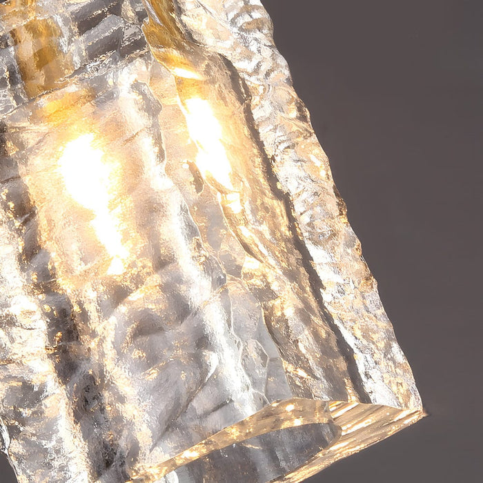 Crystal Cube Brass Pendant Light. 1-Light Copper Rod Kitchen Island Lighting