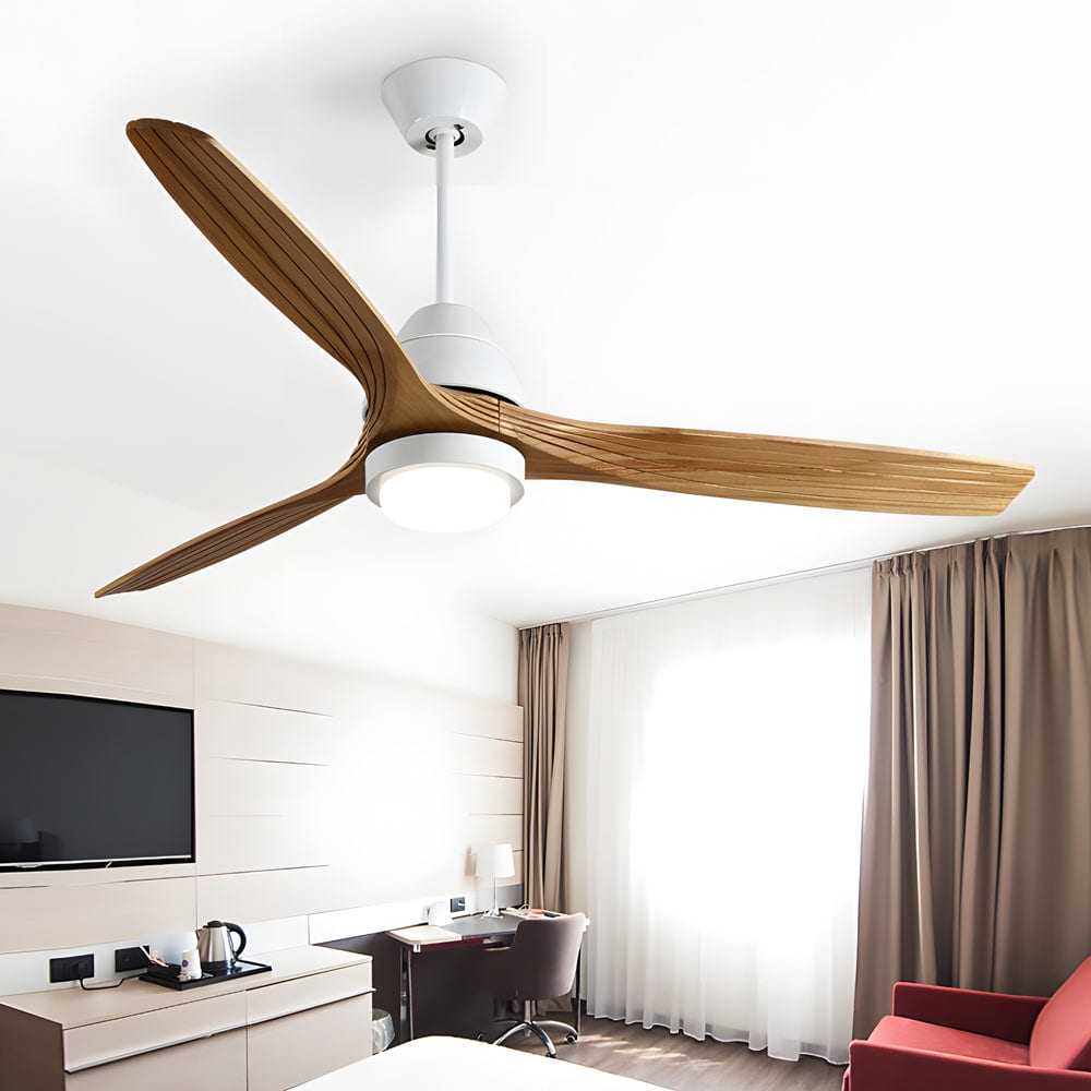 Nordic 52-Inch 3-Blade Wooden Ceiling Fan Light with Remote. 6-Speed