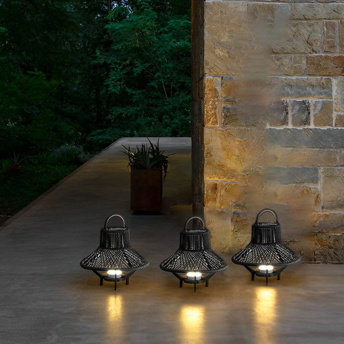 Black Rope Solar Tribal Floor Lamp Rechargeable Waterproof Portable Standing Lamp
