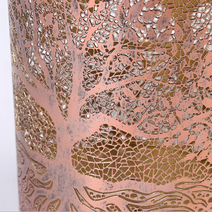 Portable Iron Hollow Tree Projection Waterproof Retro Hanging Solar Lanterns