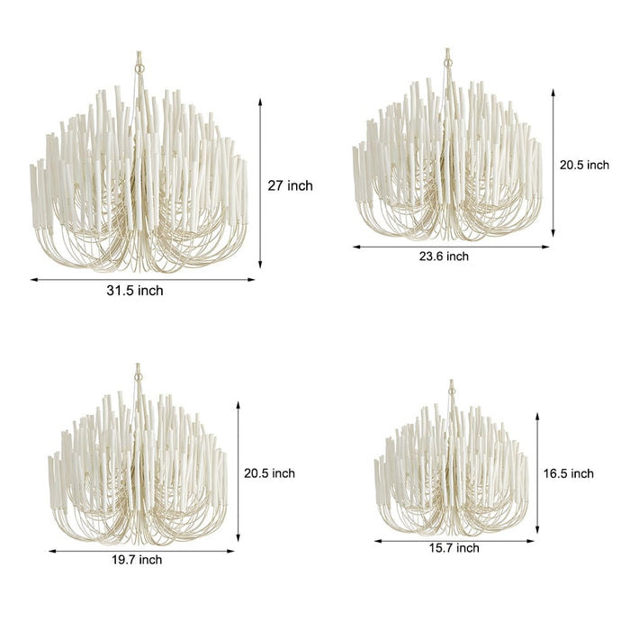 Modern White Classic Wood CandleStick Chandelier