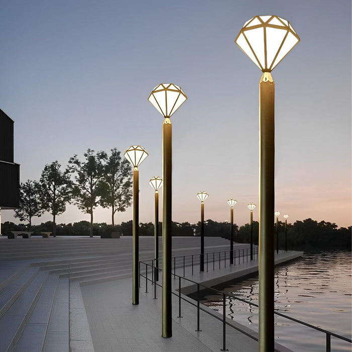 Geometric Waterproof LED Intelligent Stable Black Modern Lawn Lamp