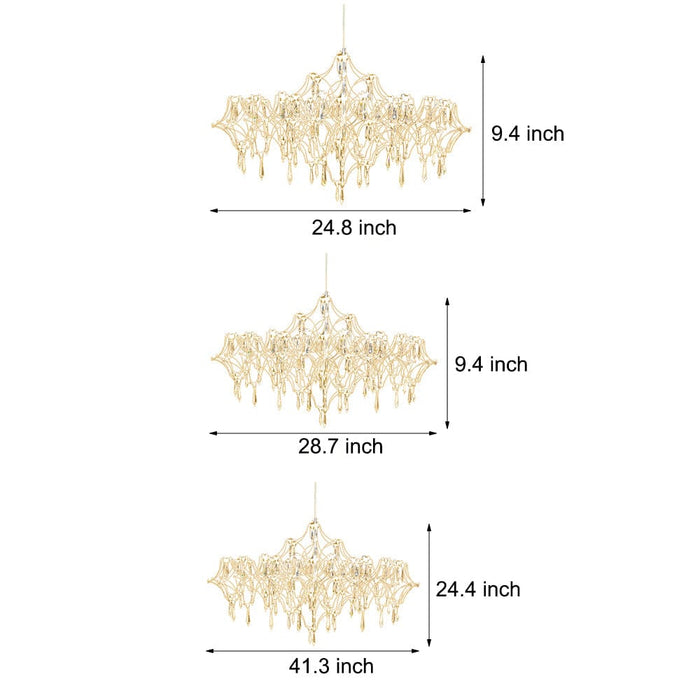 Stainless Steel Crystal Pendants Raindrops LED Italian Style Chandelier