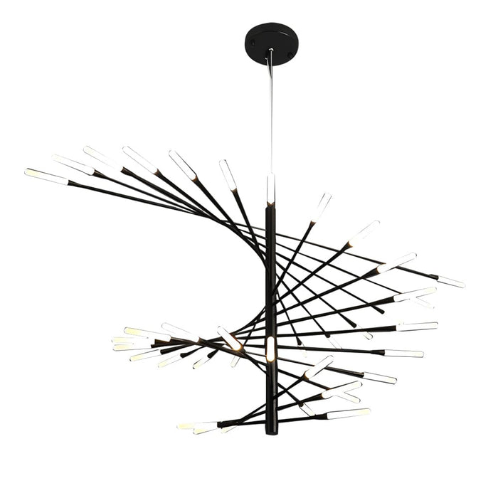 Modern Chandelier Rotating Fireworks. Black/Gold