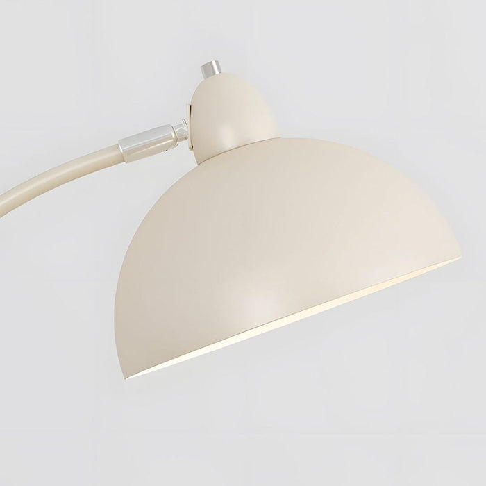 Modern White Chrome Arc Floor Lamp with Dome Shade