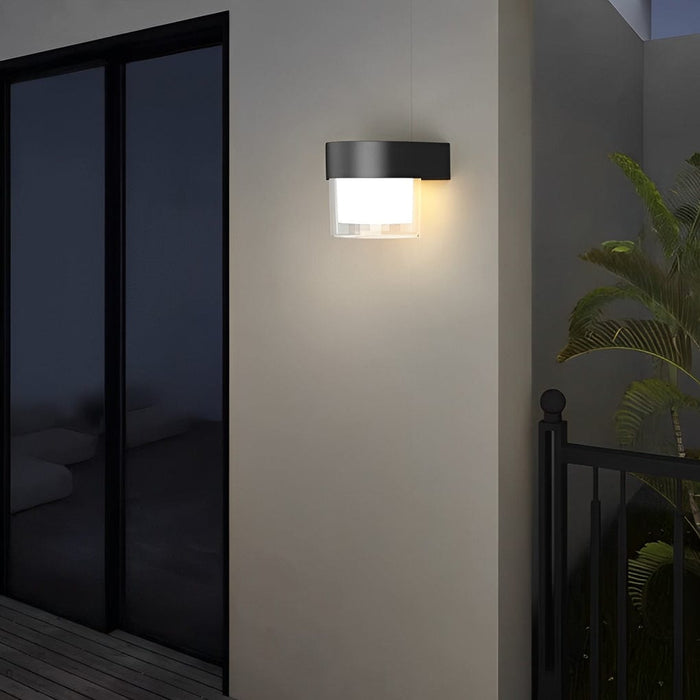 Square Round Waterproof LED Black Minimalist Solar Outdoor Wall Lights