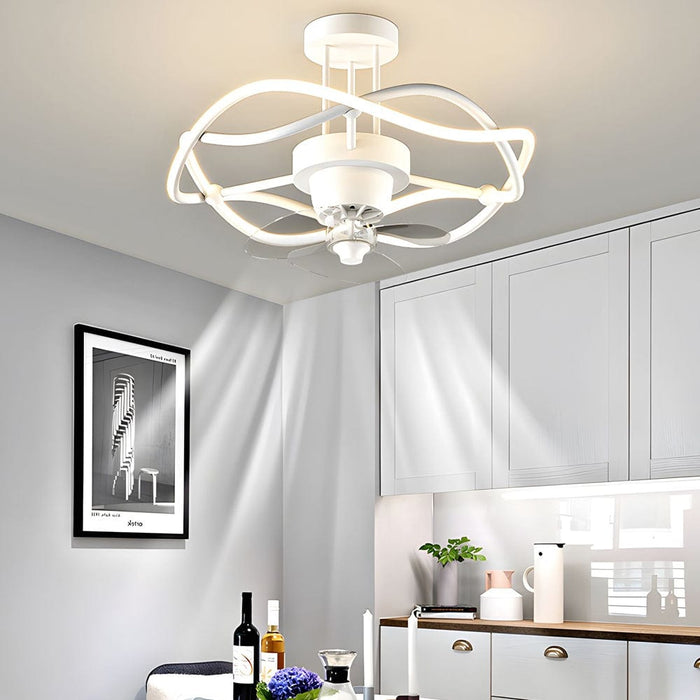 Modern 19.7-in LED Indoor Black and White Breeze Ceiling Fan with Light