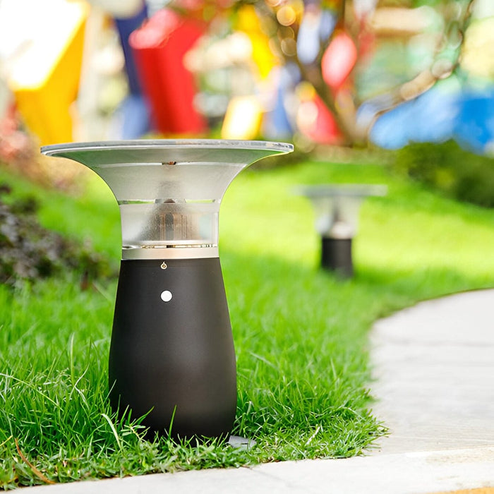 Mushroom Shaped Waterproof LED Black Modern Solar Post Lights Path Lights