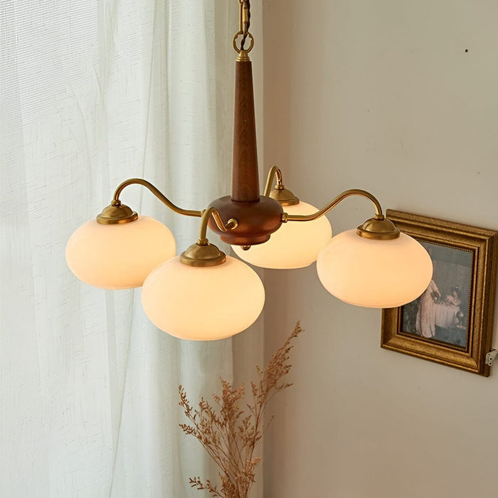 4 Lights 6 Ligths Glass Wood E27 LED Nordic Chandelier Hanging Ceiling Lights