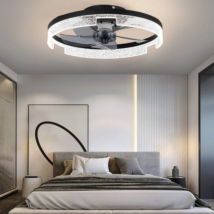 Round Mute Intelligent LED Creative Nordic Bladeless Ceiling Fans Light