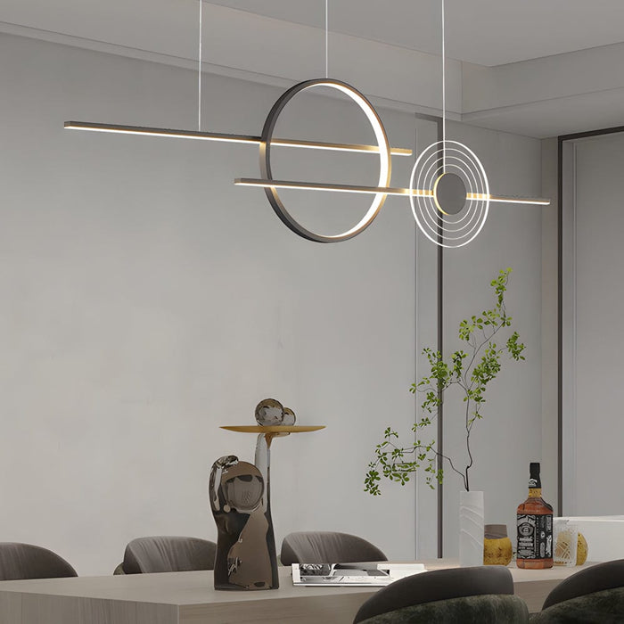 39.4'' Dimmable Ring Linear LED Island Chandeliers for Dining Room. Black/White