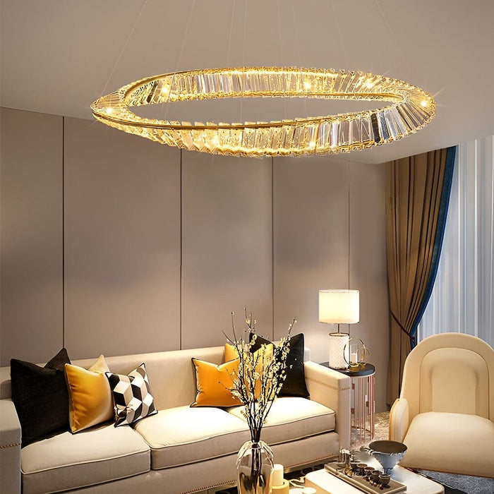 Creative Ring Stepless Dimming Electroplated Modern Crystal Chandelier