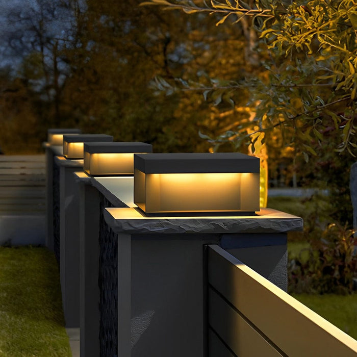 Square Stainless Steel LED Waterproof Modern Solar Fence Post Lights