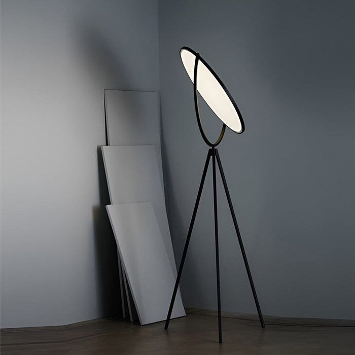 Metal Tripod Floor Lamp With 360° Round Adjustable Acylic Shade Decorate Standing Lamp