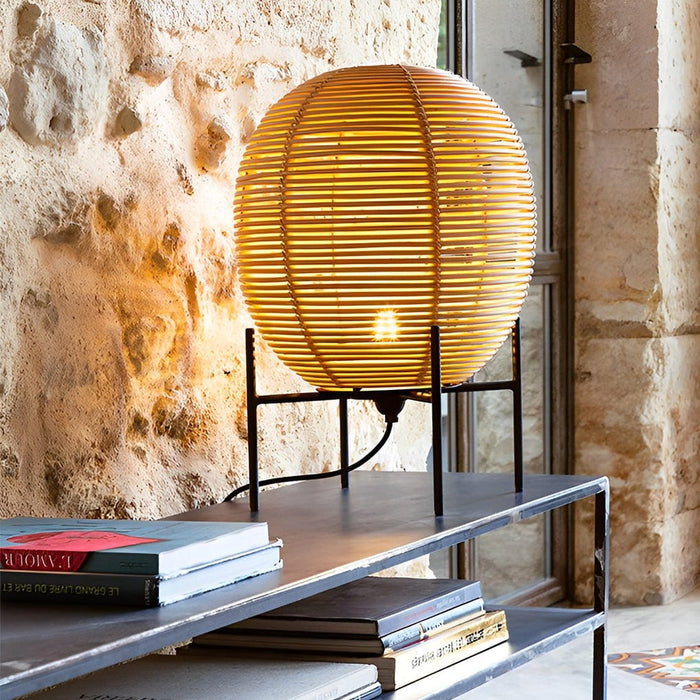 Rustic Handwoven Rattan Sari Floor Lamp with Egg Shaped Shade Standing Lamp