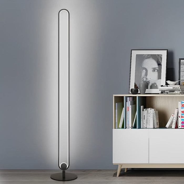 Aluminum Minimalist Strip Oval U-shaped Floor Lamp Integrated LED Standing Lamp