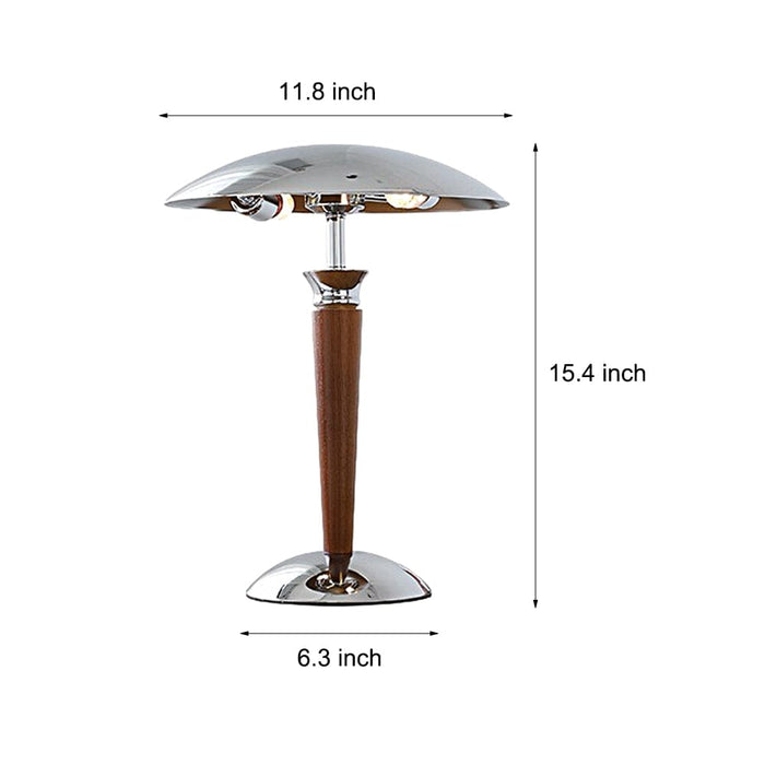 Chrome Iron Vintage Mushroom Paquebot Table Lamp Wooden 3 Step Dimming Bedside Lighting