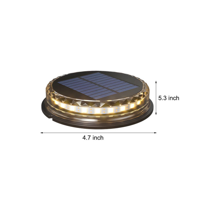 Modern Black LED Outdoor Solar Disc Path Light. 4-Pack