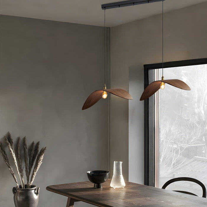 Wabi-Sabi Creative Walnut Wood Leaf Hardware Retro Minimalist Chandelier