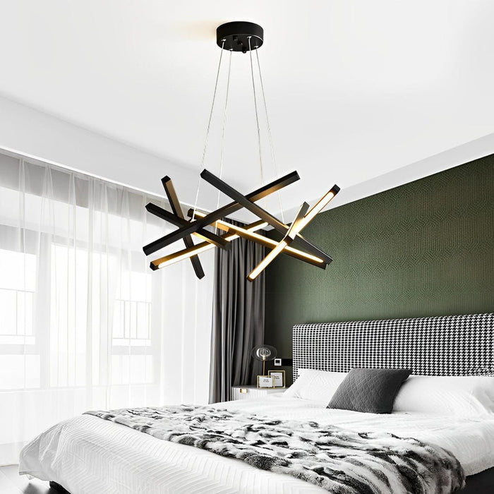 Modern LED Sputnik Stick Chandelier White Kitchen Dining Room Lighting