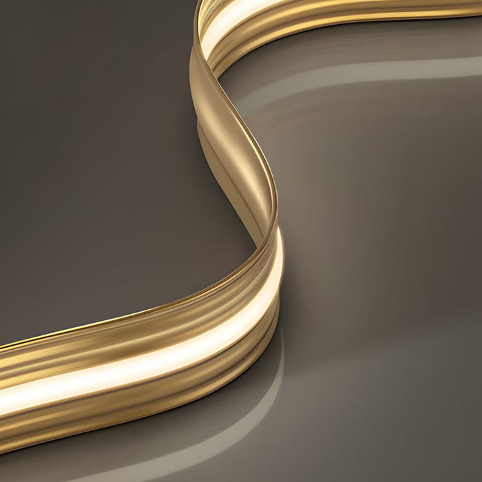 Long Copper Ribbon Waves LED Minimalist Nordic Dining Room Chandelier