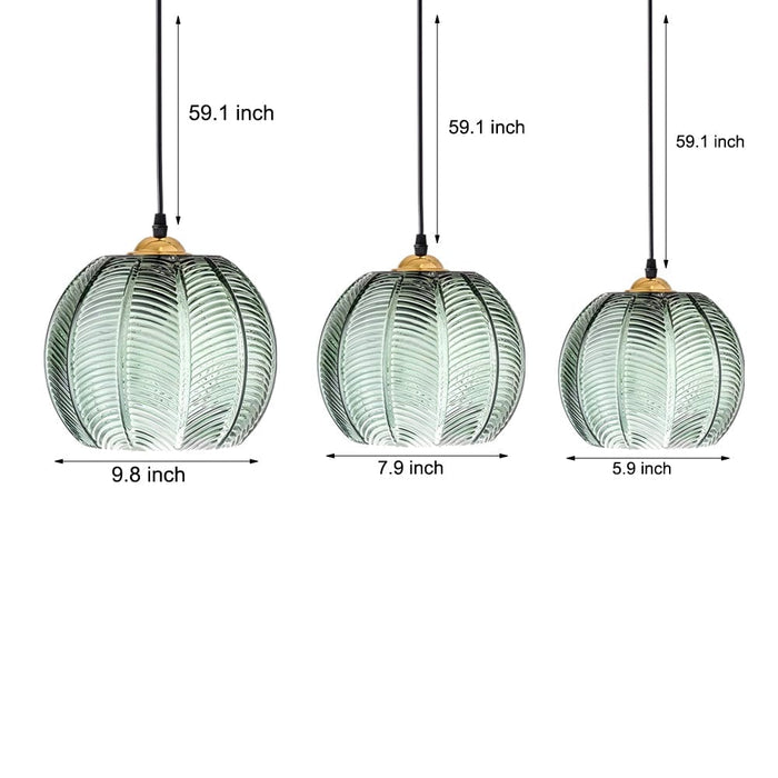 Green Leaves Texture Glass Kitchen Island Lighting Pendant Lights
