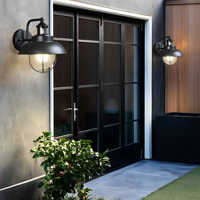 Antique Round Iron Bubbles Glass American Style Outdoor Wall Lights