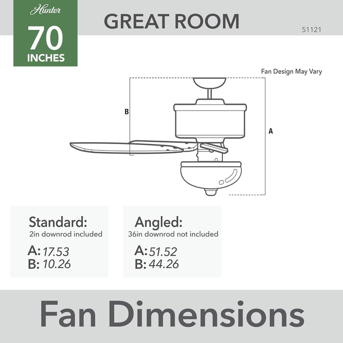 70 in. Bronze Ceiling Fan, Indoor Ceiling Fan with LED Light and Pull Chain Control, Hugger Ceiling Fans-7-ErisView