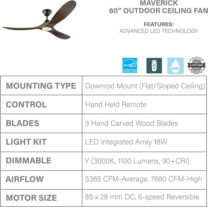 70 in. Ceiling Fan with LED Light and Remote Control, Matte Black Ceiling Fan-5-ErisView