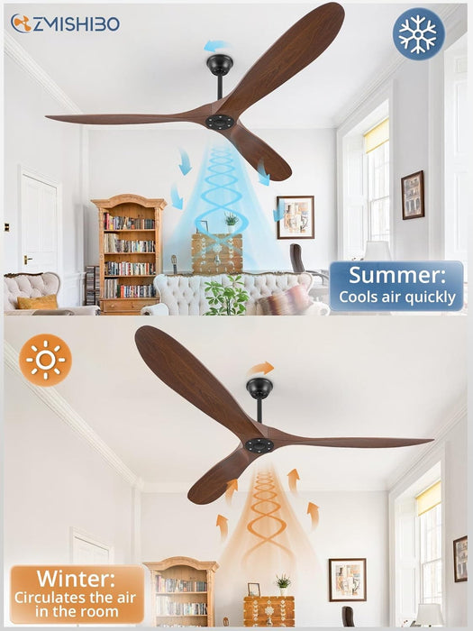 70 in. Deep Walnut Large Outdoor Fan with Remote Control, Ceiling Fan NO Light, Farmhouse Ceiling Fans for Living Room Bedroom, Outdoor Fan for Patio-5-ErisView