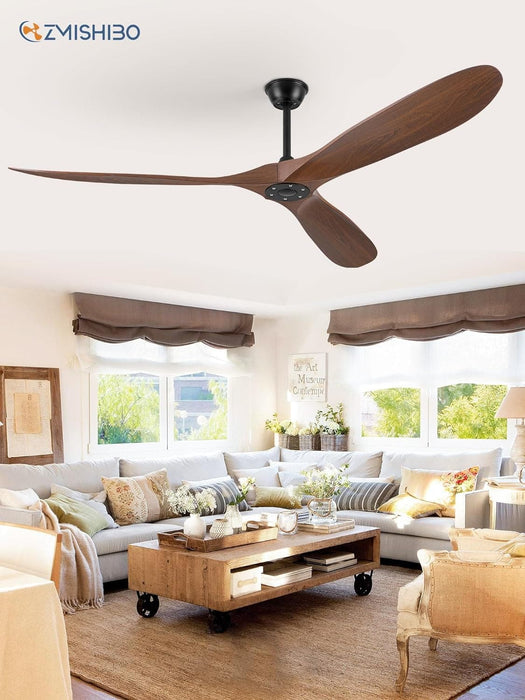 70 in. Deep Walnut Large Outdoor Fan with Remote Control, Ceiling Fan NO Light, Farmhouse Ceiling Fans for Living Room Bedroom, Outdoor Fan for Patio-7-ErisView