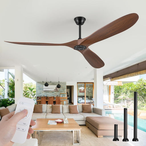 70 in. Deep Walnut Large Outdoor Fan with Remote Control, Ceiling Fan NO Light, Farmhouse Ceiling Fans for Living Room Bedroom, Outdoor Fan for Patio-1-ErisView