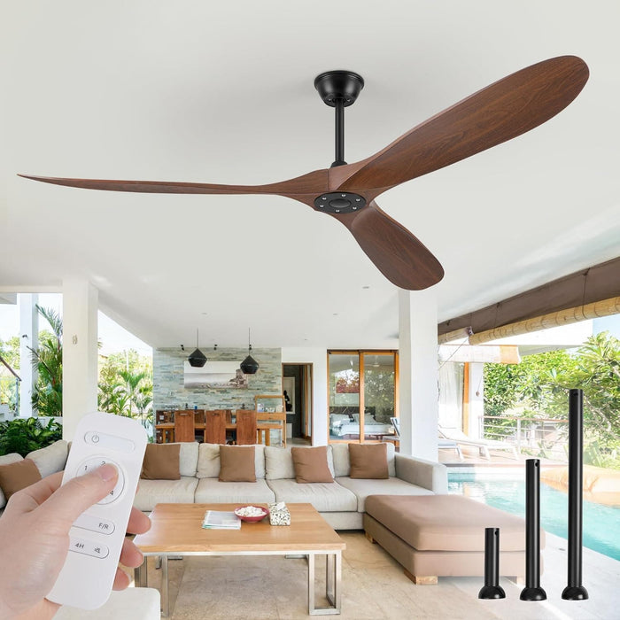 70 in. Deep Walnut Large Outdoor Fan with Remote Control, Ceiling Fan NO Light, Farmhouse Ceiling Fans for Living Room Bedroom, Outdoor Fan for Patio-1-ErisView