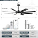 70 in. Industrial Remote Control Ceiling Fan and Light, Smart Black Ceiling Fan with Light, Large Ceiling Fans -6-ErisView