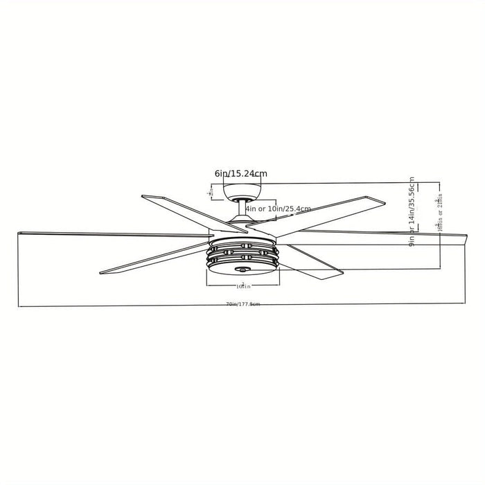 70 in. Large Black Modern Downrod Mount Ceiling Fan with Light Kit Remote Control Reversible Blades for Living Room-ErisView